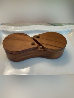 Wooden Double Salt Cellar Spice Holder
